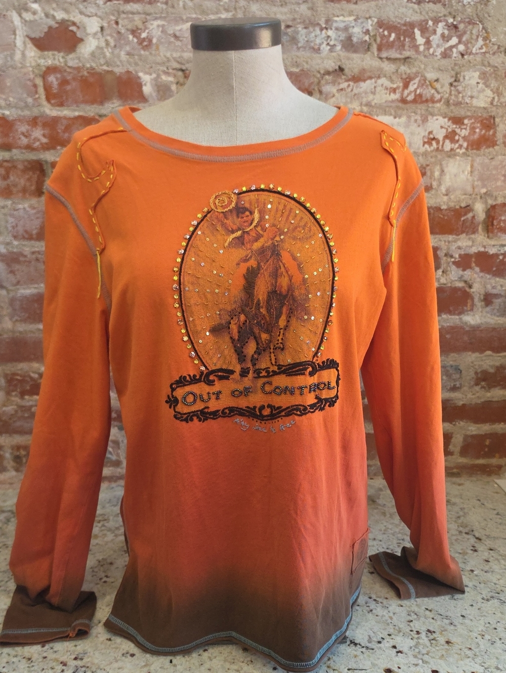 Double D Ranch Orange Gradient 'Out of Control' Long Sleeve Tee